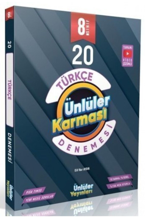 Ünlüler 8. Sınıf Türkçe 20 Deneme Video Çözümlü Ünlüler Yayınları