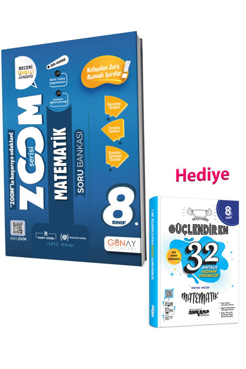 8.Sınıf Zoom Serisi Matematik Soru Bankası Ve Ankara 32 Hafta Matematik Deneme 2023 (2 Kitap)