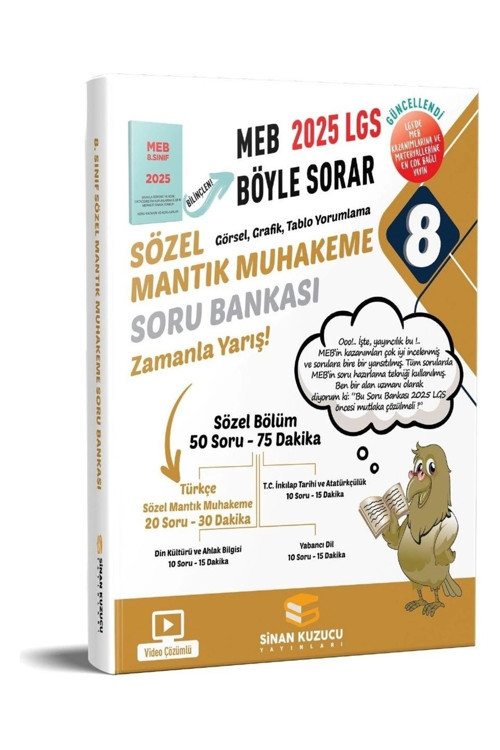 Sinan Kuzucu 2026 8. Sınıf Sözel Mantık Muhakeme Soru Bankası