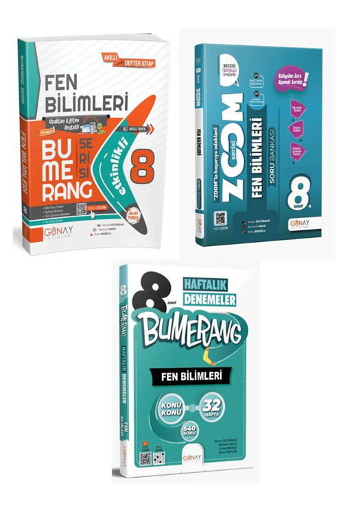8. Sınıf Fen Bilimleri Etkinlikli Defter + Zoom Soru Bankası + Bumerang 32 Haftalık Deneme