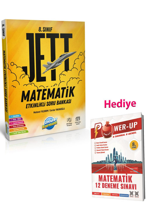 8.Sınıf Jett Matematik Etkinlikli Soru Bankası + Nartest Power Matematik Deneme (2 Kitap)