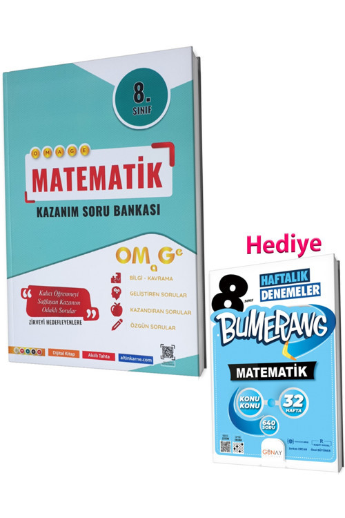 8. Sınıf Omage Kazanım Matematik Soru Bankası Ve Günay 32 Hafta Matematik Deneme (2 Kitap)
