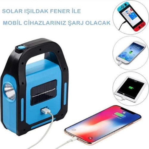Güneş Enerjili Işıldak ve Powerbank Özellikli Kamp Lambası