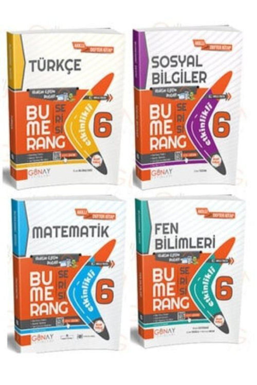 Günay Yayınları 6. Sınıf Türkçe Matematik Fen Bilimleri Sosyal Bilgiler Bumerang Etkinlikli Set