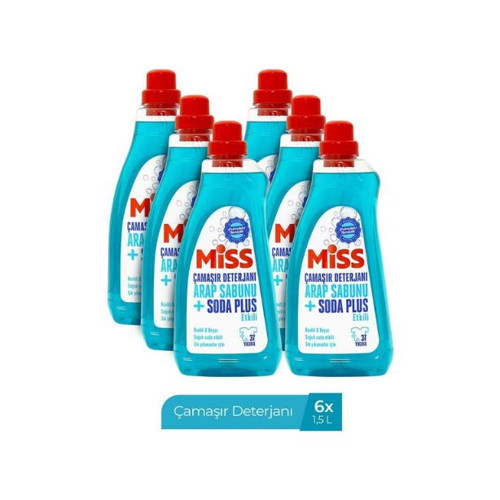 Sıvı Çamaşır Deterjanı 1500 ml x6 Arap Sabunu ve Soda Etkili Sabun Kokulu