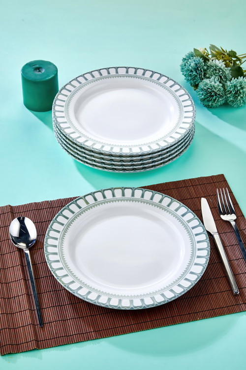 6'lı 25,5 cm Olive Porselen Servis Tabağı CKR4251