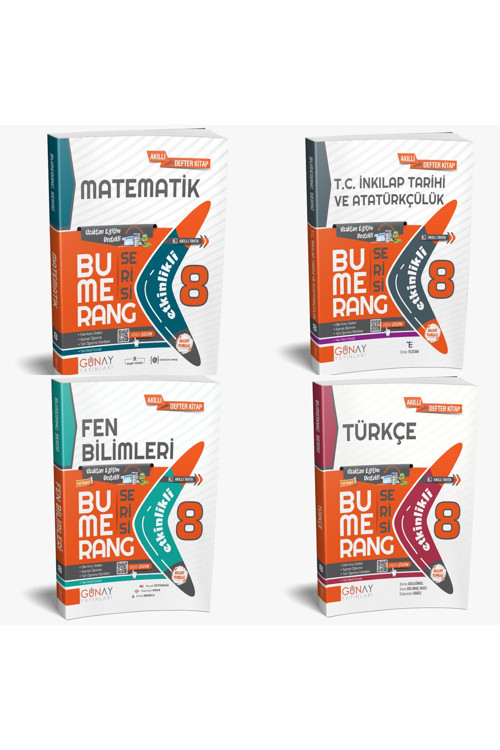 Günay Yayıncılık 8. Sınıf Bumerang Etkinlikli Akıllı Kitap 4'Lü Set Tüm Dersler (Güncel Müfredat)