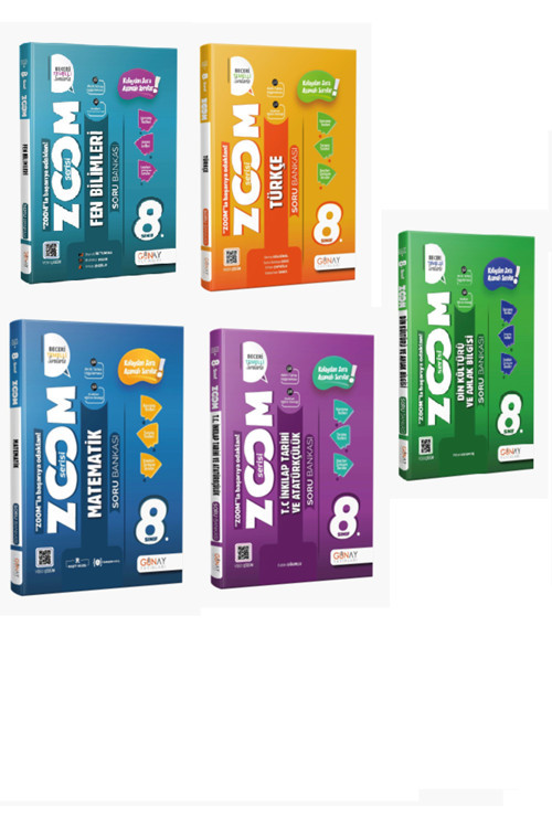 Günay Yayınları 8. Sınıf Zoom Türkçe + Matematik + Fen + İnkılap + Din 5 Li Set