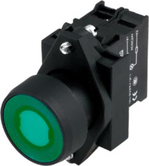 3SB6113-0DB40-1BA0 Buton Komple Işıklı Yaylı 24V AC/DC Plastik Yeşil 1NO