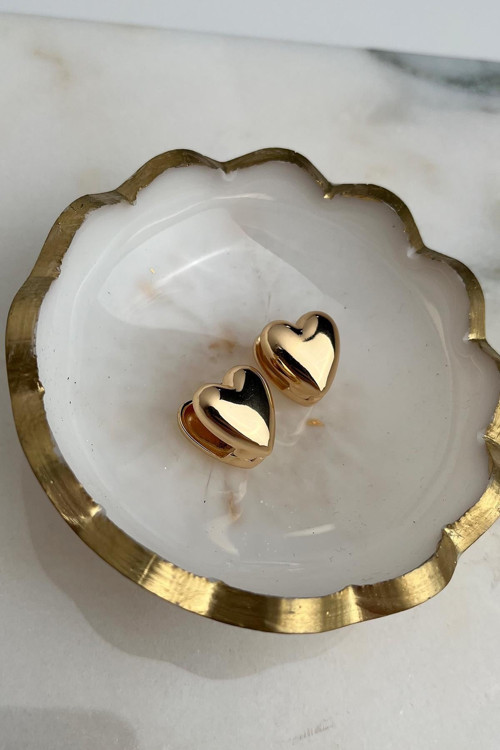 Prinç Altın Sarısı Çif taraflı Kalp Küpe (1,5 cm)