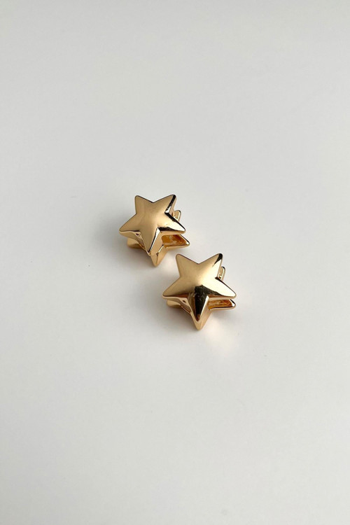 Prinç Altın Sarısı Çift Taraflı Yıldız Küpe (1 cm)