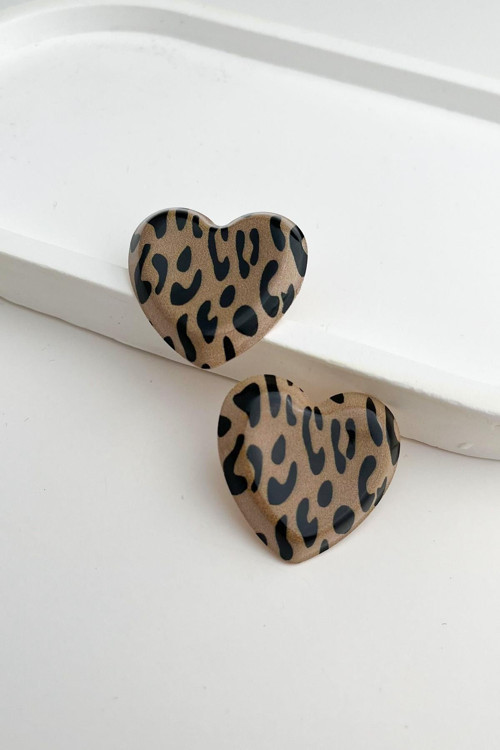 Leopar Kalp Küpe (3cm)