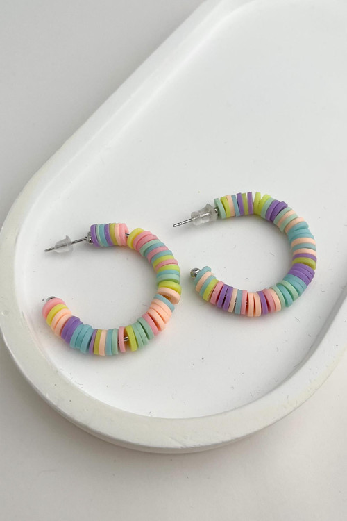 Soft Renkli Fimo Halka Küpe (3cm)