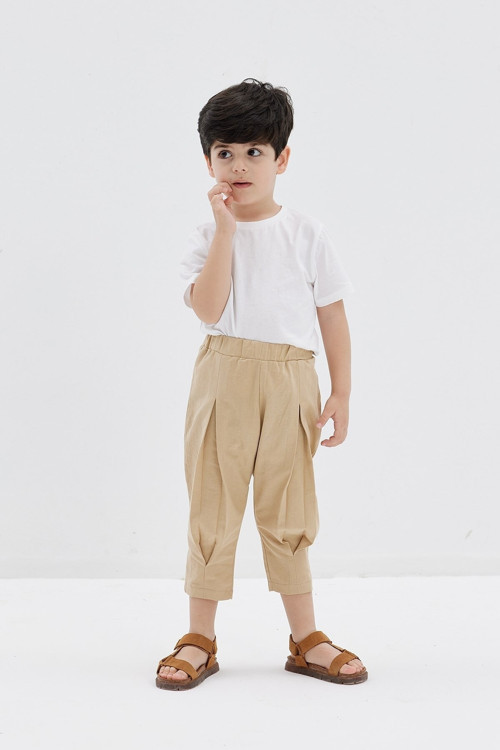 Pileli Bebek Pantolon Bej