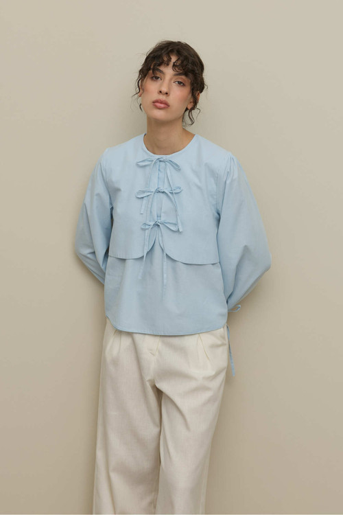 Aller Detaylı Vual Gömlek Açık Mavi