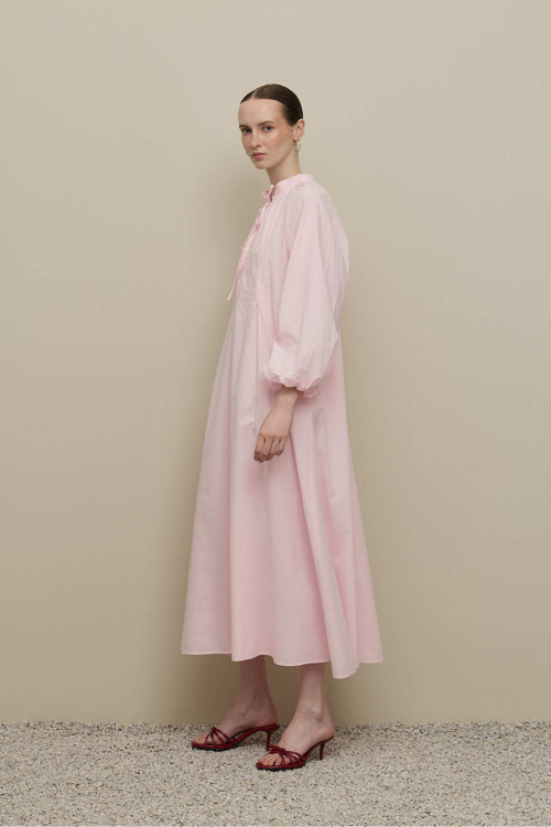 Geniş Vual Elbise Pembe