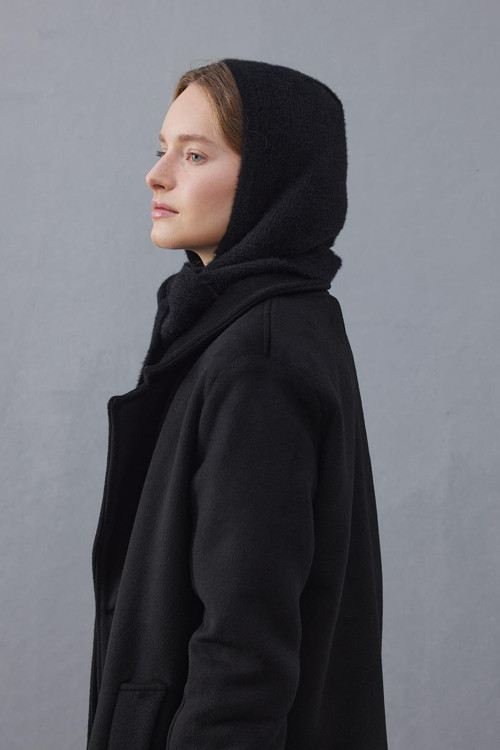 Bağlama Detaylı Soft Balaclava Bere Siyah