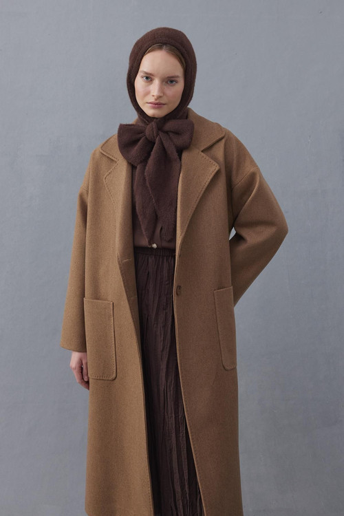 Bağlama Detaylı Soft Balaclava Bere Kahverengi