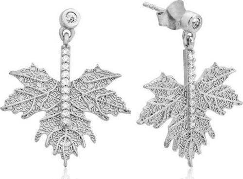 925 Ayar Gümüş Çınar Yaprağı Küpe