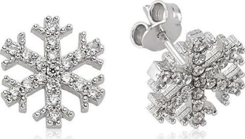 925 Ayar Gümüş Kar Tanesi Çivili Küpe