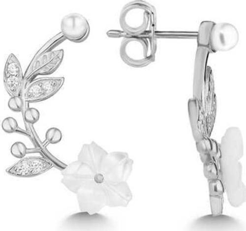 925 Ayar Gümüş Sedef Çiçek Çivili Kadın Küpe