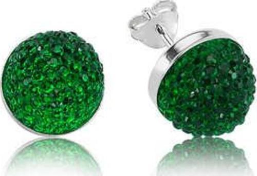 925 Ayar Gümüş Yeşil Kristal Çivili Küpe