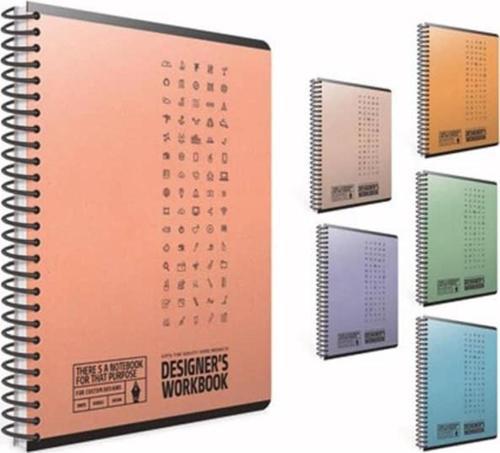 Designer's Workbook Spiralli Sert Kapak Noktalı Defter A4 100 yp