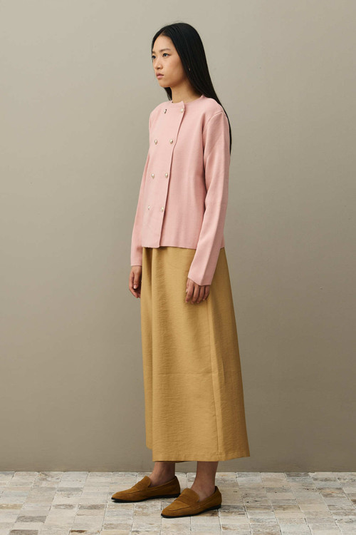 Çift Düğme Crop Hırka Pembe