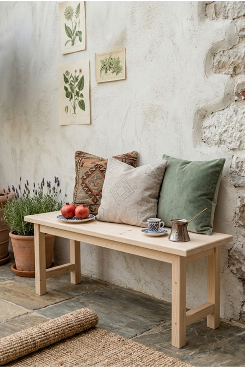Milena Bench Naturel Bank 30X100 Ham Ladin Ağacı