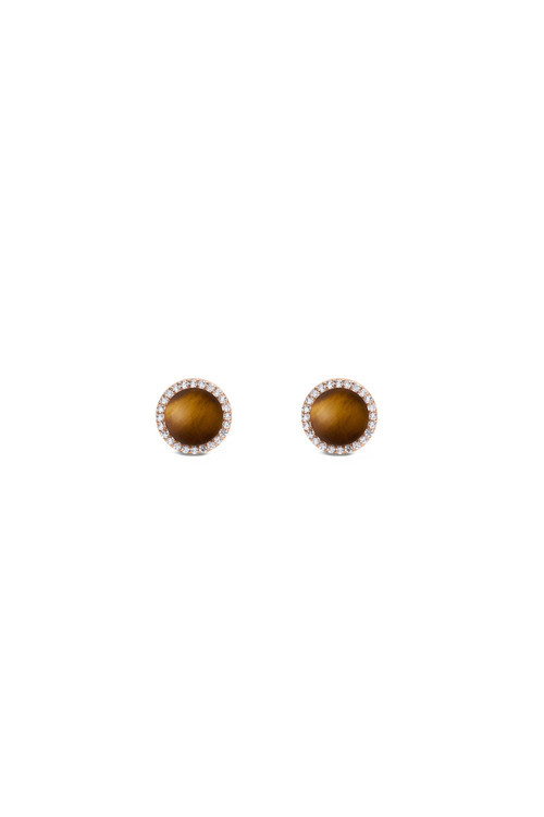 Audrey Earrings Tiger Eye Rose Gold