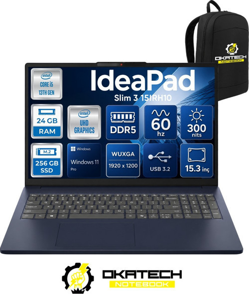 Ideapad Slim 3 15IRH10 I5-13420H 24 GB 256 GB SSD UHD Graphics 15.3" Wuxga WİN11PRO Notebook 83K10062TROKA07