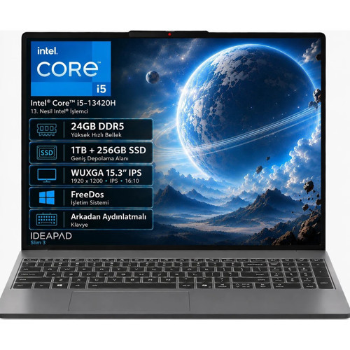 IP3 83K100Q0TR-08 i5-13420H 24GB DDR5 1TB+256GB SSD WUXGA 15.3" IPS FreeDos