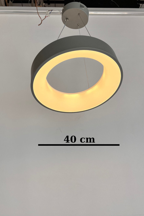 Modern Gri Halka LED Sarkıt Avize - Minimalist Çember Tasarım