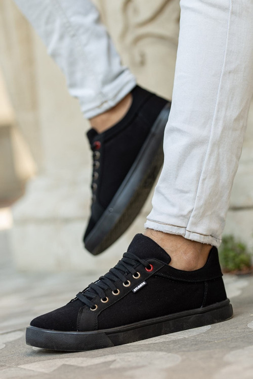 Erkek Siyah Bağcıklı Rahat Hafif Yumuşak Esnek Düz Taban Keten Casual Spor Ayakkabı Sneaker