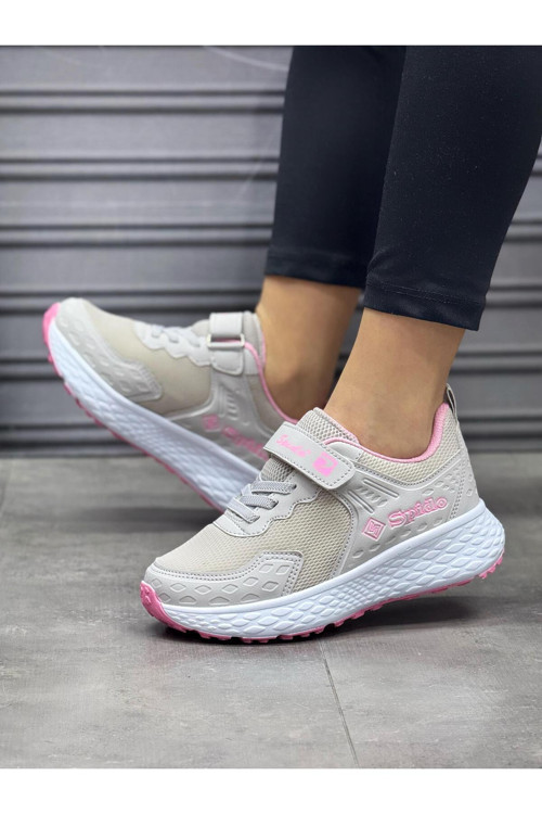 Çocuk Buz Beyaz Bağcıklı Tek Cırtlı Esnek Hafif Nefes Alabilen Unisex File Sneaker Spor Ayakkabı