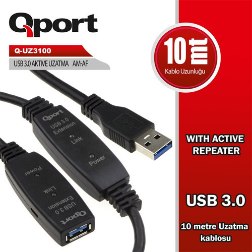 Q-UZ3100 USB 3.0 10MT UZATMA KABLOSU (REPEATER)