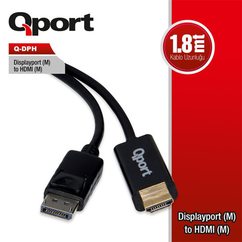 Q-DPH DISPLAY PORT(M) TO HDMI(M) 1.80 METRE ÇEVİRİCİ KABLO