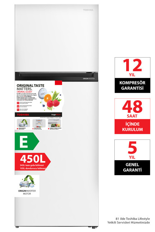 Tazelik Ve Koku Önleme 450 Litre No-Frost Buzdolabı Beyaz Gr-Rt624We-Pmt(01)