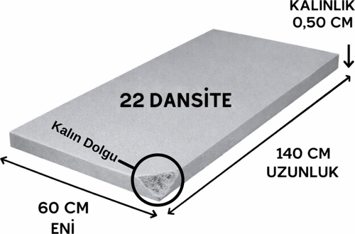 Ütü Masası Süngeri 22 Dansite 5 mm – Isıya Dayanıklı Gri 60 × 140 cm