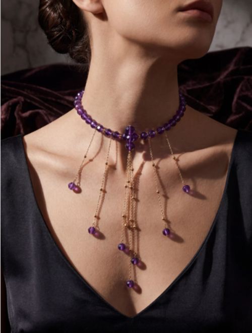 MK Design Jewelry Mor Kristal Kolye