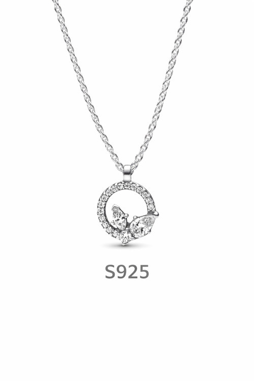 S925 Işıltılı Herbaryum Yuvarlak Ve Küme Kolye