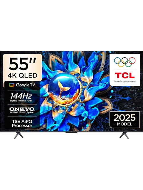 55T8C 55” QLED 4K Google TV – 144Hz, Dolby Vision IQ, HDR10+, FreeSync Premium Pro