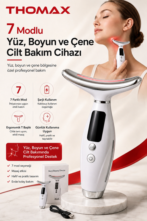 Yüz Boyun ve Çene Ems Güzellik Cihazı Gıdık Sarkma Kırışıklık Bakım Cihazı 7 Mod