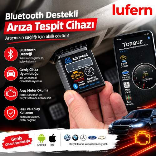 Özel Üretim Bluetooth Destekli Arıza Tespit Cihazı Geniş Cihaz Uyumluluğu Araç Motor Okuma