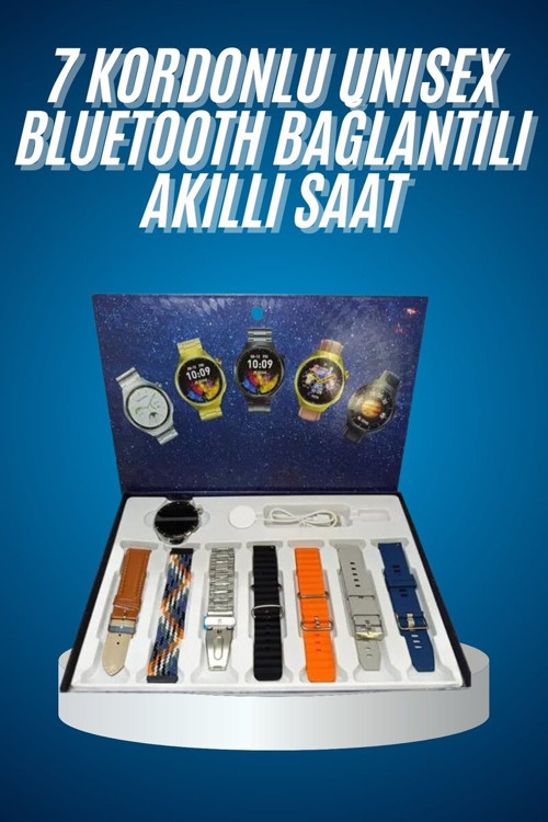 Unısex Yuvarlak Ekranlı 7 Kordonlu Akıllı Saat GPS Destekli Çoklu Kordon Seçen - NLCAEB7568-5