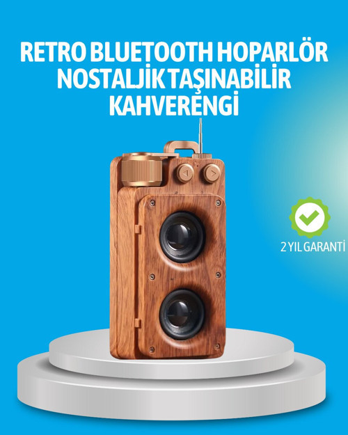 Retro Bluetooth Hoparlör Ahşap Görünümlü 5W Çift Stereo Ses - NLCAEB3901-7524