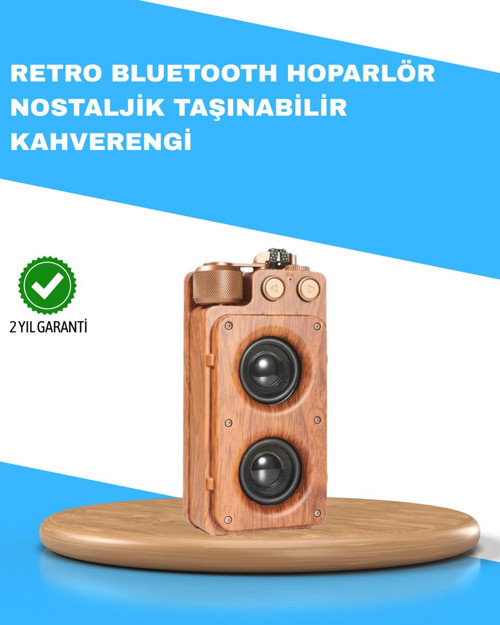 Retro Radyo Tasarım Bluetooth Hoparlör 1800mAh Uzun Çalma Süresi - NLCAEB2679-8467