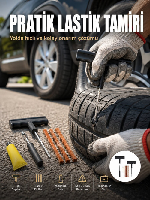 Otomobil Motosiklet Bisiklet İçin Güvenli Lastik Tamir Kiti - NLCAEB9560-7547