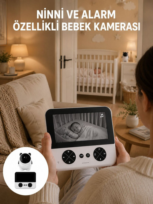 Uzaktan Kontrollü HD Bebek Kamerası Zoom ve Sıcaklık Sensörlü Yeni Nesil - NLCAEB2502-9514