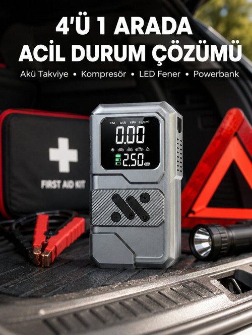 Araçlar İçin Akü Takviye Lastik Şişirme ve Powerbank Cihazı - NLCAEB5120-1535